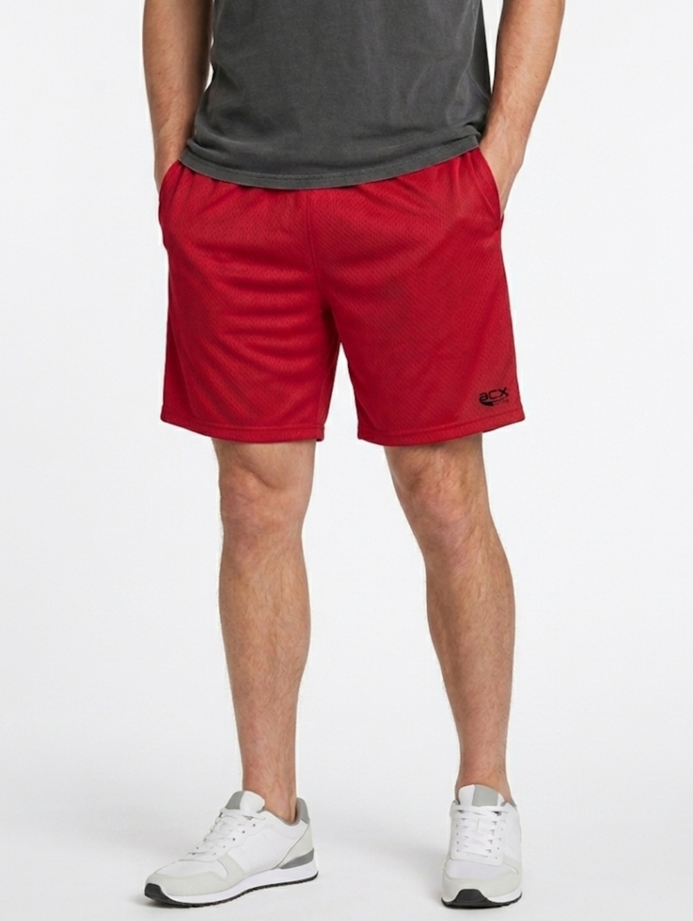 ACX Active Men's Red Mesh Athletic Shorts,Small(logo acx),Size XXL